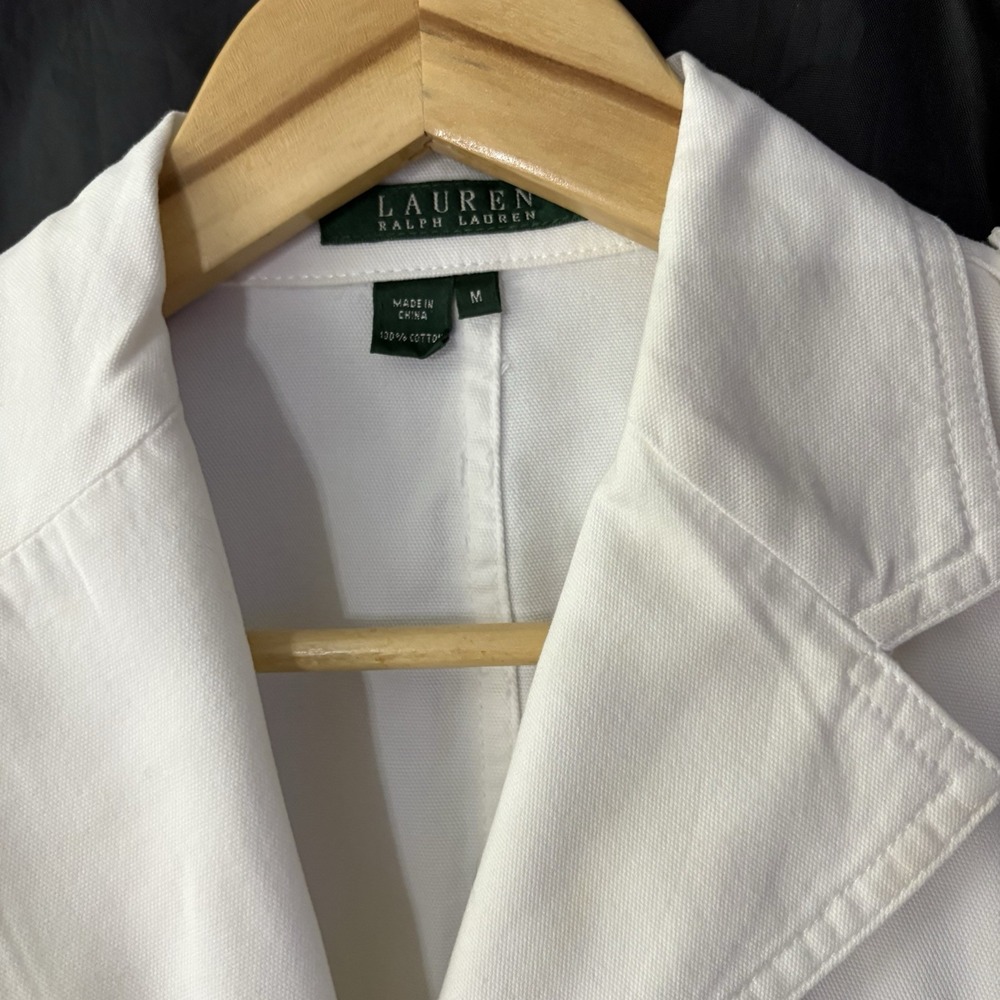 Lauren Ralph Lauren Womens Sz M Military 5 Pocket Jacket White w/Gold Buttons - Picture 2 of 10